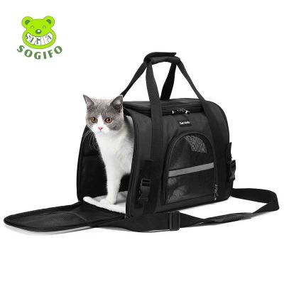 China 2022 Sogifo Sogifo Pet Travel Carrier Bag 2022 Hot Sale High Quality Stocked Large Airline Approved Gray Mesh Pet Travel Carrier Cats Dogs for sale