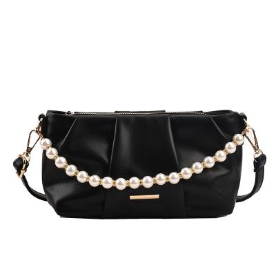 China Waterproof Fashionable Trendy Pearl Crossbody Luxury Single Shoulder Underarm Handbag Designer Pu Leather Purses For Women for sale