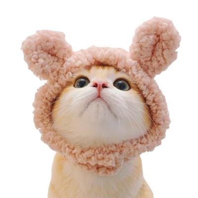 China Cute Viable Cat Dog Hat Pet Headwear Vacation Dress Up Small Bear Ears Hat Warm Funny Cat Headwear for sale