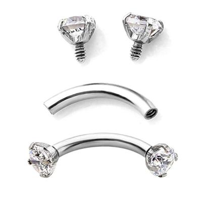 China TRENDY Body Piercing Jewelry - CZ Gems Eyebrow Tragus Bar Piercing Curved Barbells 16g Eyebrow Piercing NEW for sale