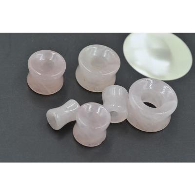 China TRENDY Pink Nature Stone Ear Tunnels Expanders Measurements Ear Plugs Ear Piercing Body Jewelry for sale