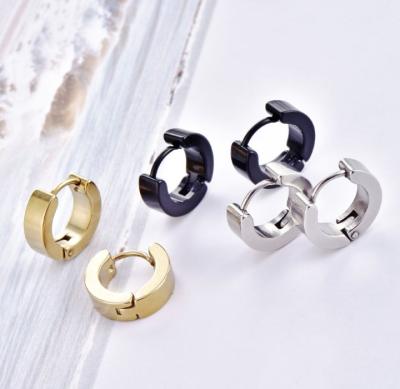 China AMIGATINA CLASSIC Circle EMO Circle Earrings Men /Women PUNK Ear Studs/Circle Ring Sliver /Gold/Black Earring Stainless Steel for sale