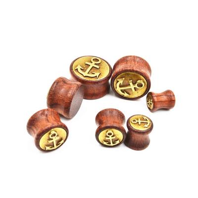 China TRENDY Wooden Ear Plugs Custom Wooden Ear Tunnels Ear Expanders Earring Gauges Piercing Body Jewelry for sale