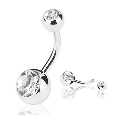 China FASHIONABLE Crystal Navel Jewel-double Gems Body Navel Surgical Steel Navel Piercing for sale