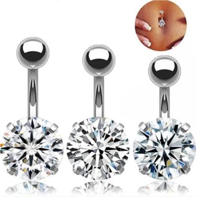 China FASHIONABLE Surgical Steel Belly Button Ring Gems AMIGATINA CZ Jewelry Short Bar for sale