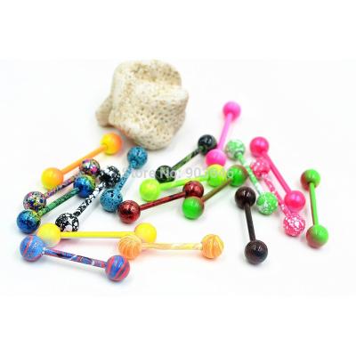 China FASHIONABLE Body Jewelry Tongue Ring Barbells Nipple Bar 14G~1.6mm Piercing New Colors for sale