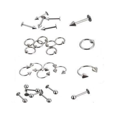 China TRENDY Body Jewelry - Ear/Nose Lip Labret Bar Surgical Steel Lip Piercing CBR Horseshoes Ribbon Mix Style for sale