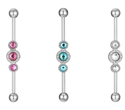 China 14gx38mm TRENDY Bar Ear Scaffold Barbells Cartilage Helix Bar Body Jewelry Ear Piercing Surgical Steel Industrial Gems for sale