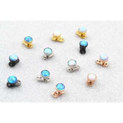 China NEW Arrived FASHIONABLE Opal Stone Titanium Body Jewelry PRIME 4mm Dermal Internally Threaded Anchor for sale