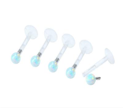 China Body Jewelry Retainers Bio Opal Stone Lip Labret Bar Helix Ear Piercing Cartilage Bar Flexible Tragus Body Jewelry CLASSIC for sale