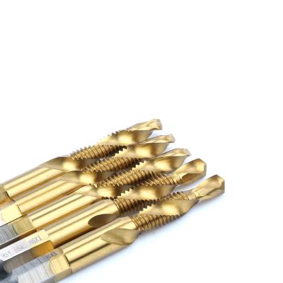 China 5Pcs Metal Cutting Machine Use Titanium Coated Drill And HSS Combination Taps Set For Metal Drill Tapping Milling Cutter for sale