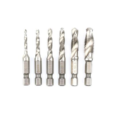 China 6Pcs Metal Cutting Machine Use HSS Combination Drill And Taps Set For Metal Drilling Tapping Milling Cutter for sale