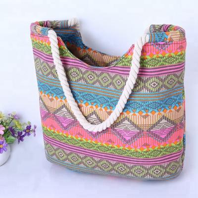 China Wholesale Canvas Stripe Tote Bags New Arrival Beach Bohemian Tote Bag for sale