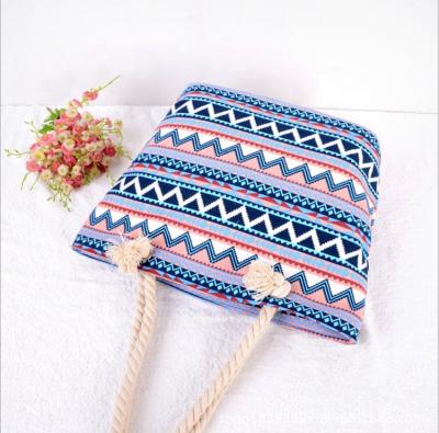 China Wholesale Bohemian Inexpensive Canvas Material Patterned Beach Bag for sale