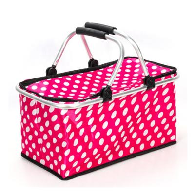 China China Manufacturer Outdoor Point Promotion Logo Cheap Cooling Insulated Folding Picnic Basket Custom Made for sale