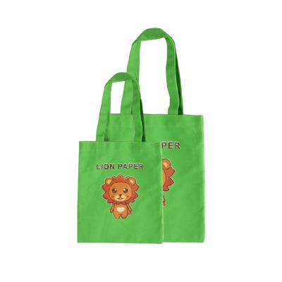 China Handled Wholesale Cheap Green Lion Cartoon Printed Customized Beauty Shopping Canvas Cotton Bag for sale