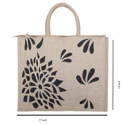 China Wholesale Custom China Manufacture Promotion Jute Handled Shopping Bag With Zipper for sale