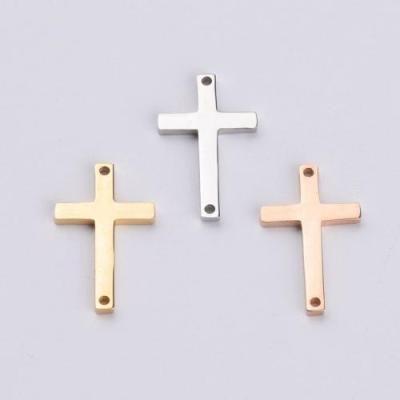 China Wholesale Cross Double-hole Gold Jewelry Stainless Steel Pendants Double-hole for sale