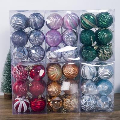 China Christmas Design Wooden Christmas Decoration Hanging Ornaments Round Handmade Durable Christmas Ball 55mm 12PCs/Box 740227 for sale