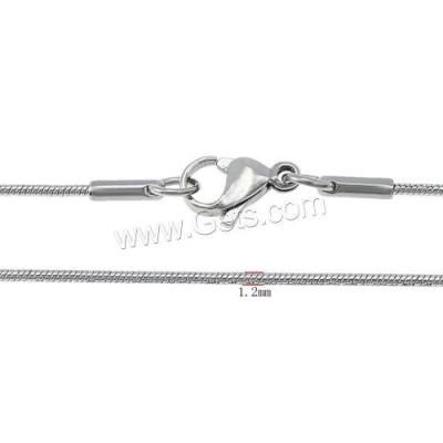 China Custom Wholesale Stainless Steel Jewelry Snake Chain Necklace CLASSIC 1.2mm 1477423 for sale