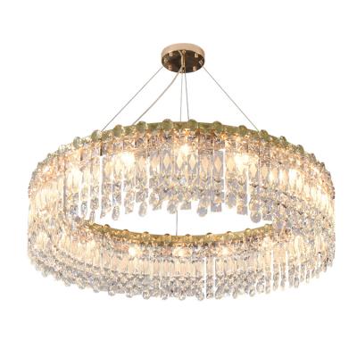 China 2021 Modern European Round Hotel Lighting Decoration Indoor Luxury Led Lamp Modern High End Crystal Chandelier Hanging Pendant Light for sale