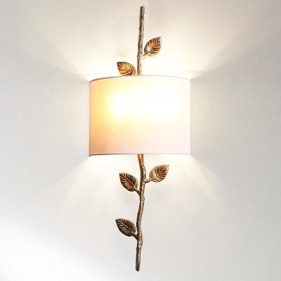 China Modern Vintage Creative High Quality Gold Sconce Wall Light Living Room Bedroom Branches Fabric Copper Indoor Led Wall Lamps for sale