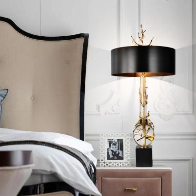 China Modern Luxury Marble Crystal Led Table Lamps Copper Modern Creative High Quality Home Bedside Lamp Desk Decor Living Room Branches for sale