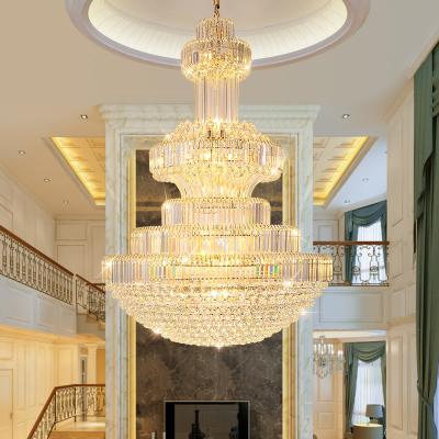 China Large Modern Crystal Chandelier Hotel Engineering Pendant Lamp Custom Hand Woven Mesh Lighting for sale