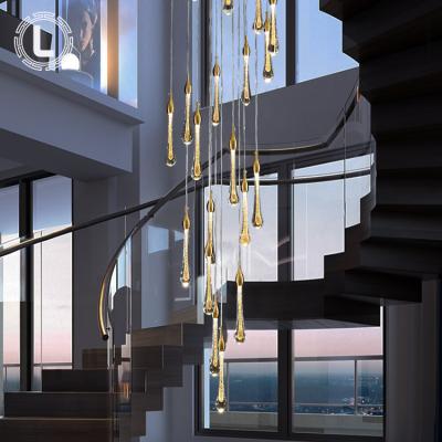 China Customized Modern Bubbles 3w Gold Light Metal Decorative Raindrop Led Pendant Light Modern Luxury Home Staircase Glass Chandeliers for sale