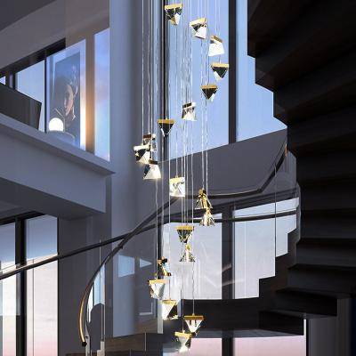 China Modern Luxury K9 LED Customized Design Modern Indoor Lighting Pendant Lights Crystal Staircase Chandeliers for sale