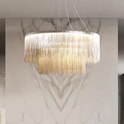 China Modern Personality Waterfall Customization Originality Artistic Fringed Tassel Aluminum Chain Chandelier for sale