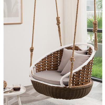 China Garden Waterproof Patio Weave Swing Rattan Egg Hanging Chair With Cushion And Cover In Or Outdoor for sale