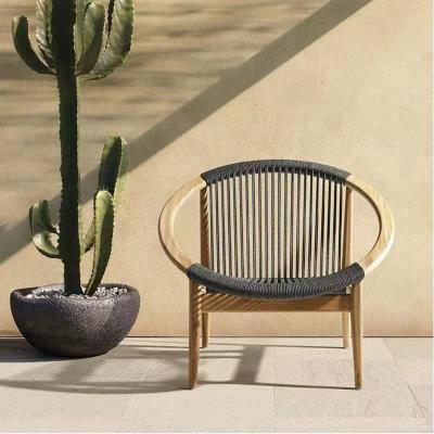 China Outdoor Rattan Woven Solid Wood Lazy Back Garden Leisure Balcony Tea Lazy Back Waterproof Sofa Chair Furniture for sale