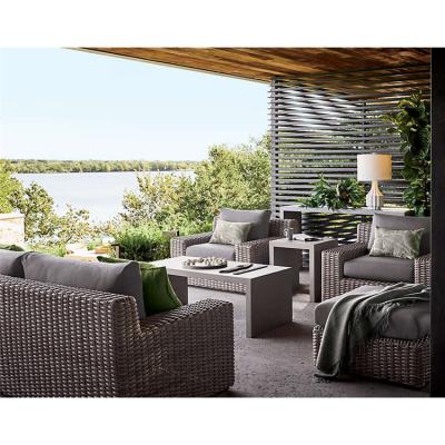 China Outdoor High Quality Rattan Weather Furniture Garden Furniture Corner Rattan Sofa With Cushion Outdoor Rattan Sofa for sale