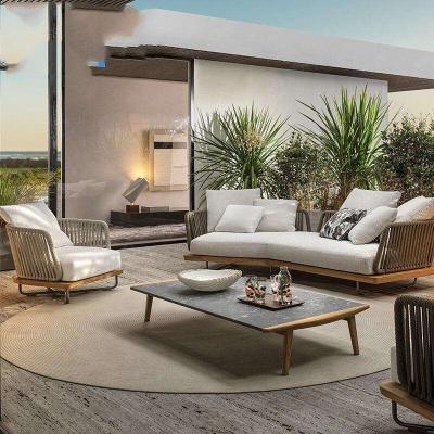 China Latest Time Outdoor Furniture Design Rattan Stacked Garden Furniture Outdoor Patio Rattan Fabric Waterproof Sofa for sale