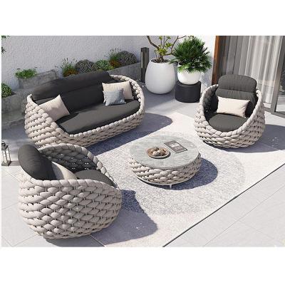 China Garden Outdoor Yard Time Furniture Leisure Design Aluminum Sofa Set Hotel Outdoor Woven Luxury Rope Courtyard Sofa for sale