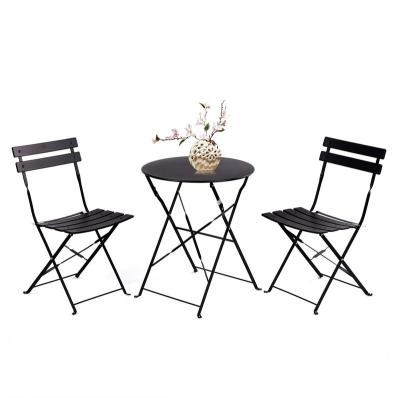 China Modern Patio 3 Piece Folding Metal Bistro Set 2 Chairs And 1 Table for sale