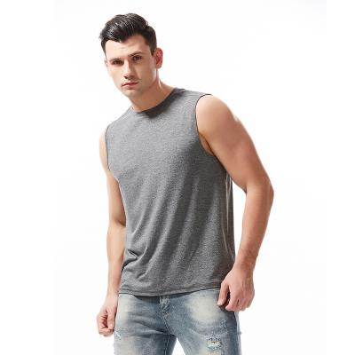 China High Quality Custom Made Round Neck Fitness Men's Breathable Vest Sports Vest Neck Sleeveless T-Shirt for sale