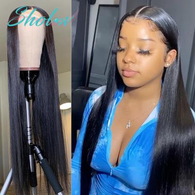 China Factory Price 13X6 Hd Silky Straight Swiss Lace Frontal Wig Pre Plucked Brazilian Hair Wig With Color Women Hair 100% Lace Front Wig for sale