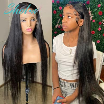 China Wholesale Cheap Raw Virgin Brazilian Silky Straight Wave Cuticle Aligned Full Lace Front Closure Wigs For Black Transparent Women Hair HD for sale