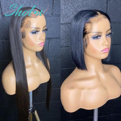 China Brazilian Straight Lace Front Human Hair Closure Wig Natural Color Silky Straight Wave For Women Virgin Color Cuticle Aligned 4X4 Lace Closure Wig for sale