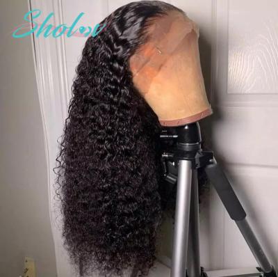 China Top Selling Peruvian Curly Curl Virgin 1b# Cuticle Aligned Women Hair Wig Vendors 4*4 Lace Front Closure Wig Deep Wave Peruvian Human Hair for sale