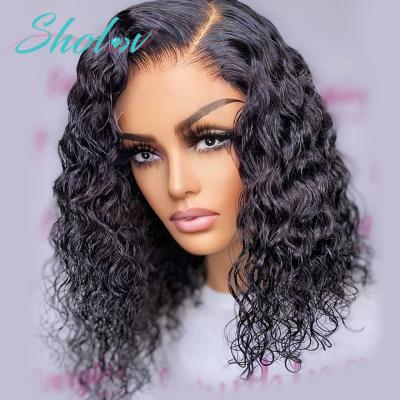 China Virgin Raw Indian Human Hair Deep Wave Lace Frontal Wig Sholov For Women's Full Lace Front Wig Deep Wave Curly Bob Closure Wig HD Color for sale