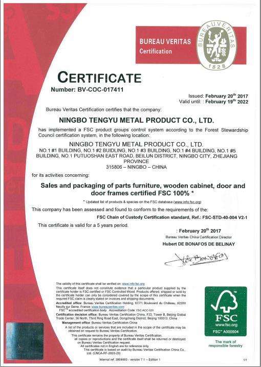 FSC - Ningbo Tengyu Metal Product Co., Ltd.