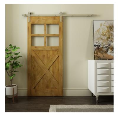 China Traditional Rustic Style Barn Door Slab Teak Wood Sliding Wood Door Design with Barn Door Hardware Track Kit for sale