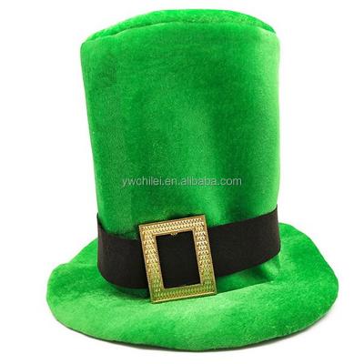 China Image Mens Womens St. Patrick's Day Shamrock Green Velvet Top Hat for sale