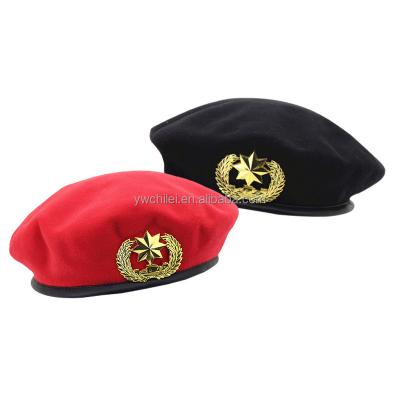 China Dobby Square Dance Eight Pointed Star Hat Red Wool Beret for sale