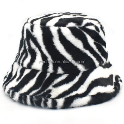 China Character Faux Fur Fisherman Leopard Zebra Milk Cow Print Ladies Warm Hat for sale