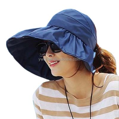 China Beach Female Visor Sunscreen Sunscreen Bucket Checked Foldable Wide Bucket Hat for sale