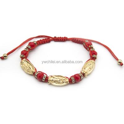 China BOHEMIA Saint St Benedict Medal on Adjustable Red Rope Bracelet for sale